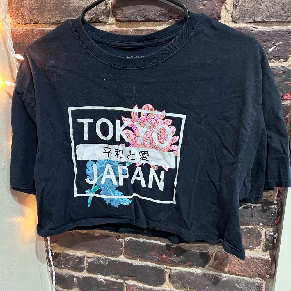 Ross Tokyo Japan Floral Black Crop Top